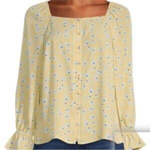 Ann Taylor Floral Yellow Women's Top